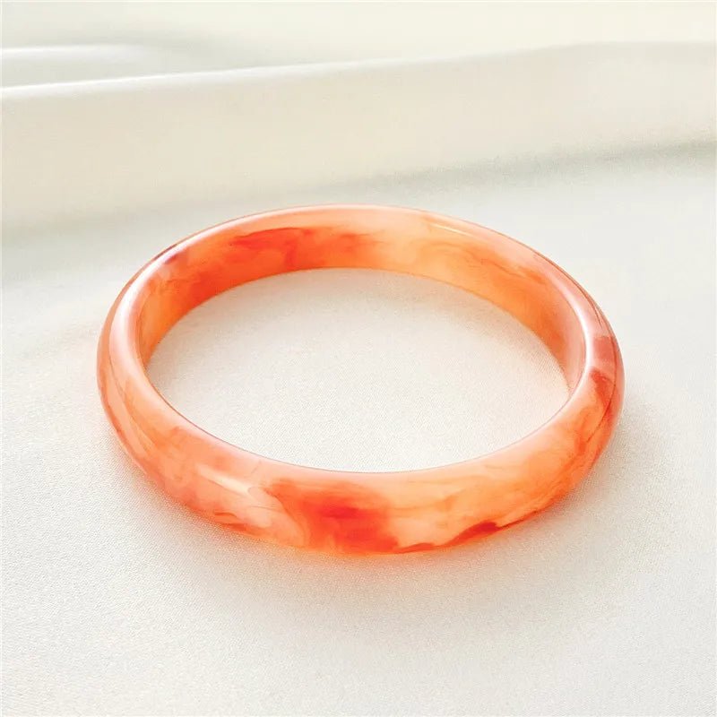 Marble Multi - color Bracelet Female Retro Round Semi - transparent Acrylic Personality Boudoir Imitation Jade Bangle Fashion Jewelr - Gofionafashion