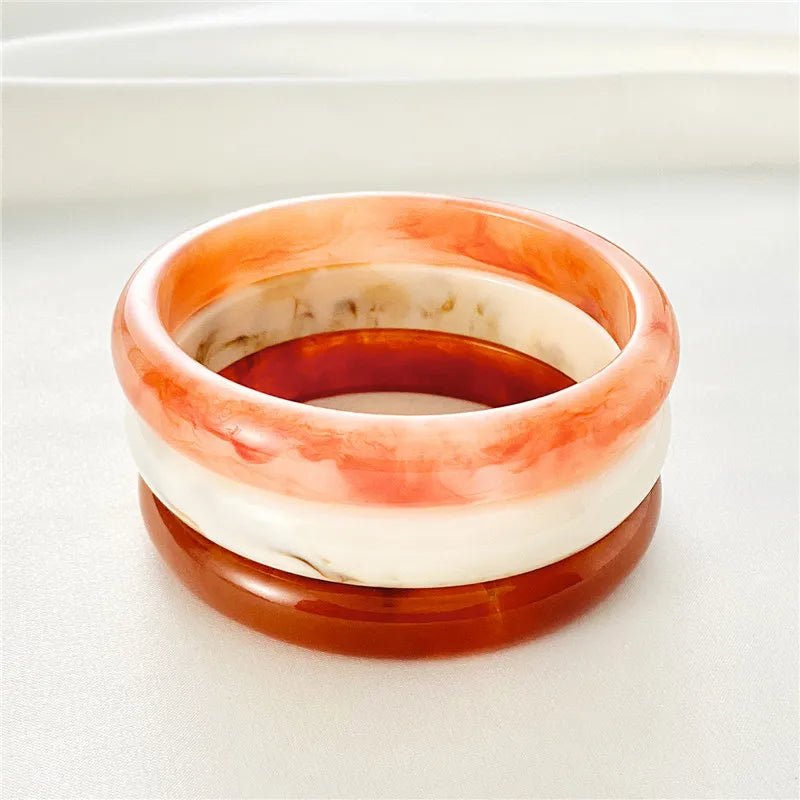 Marble Multi - color Bracelet Female Retro Round Semi - transparent Acrylic Personality Boudoir Imitation Jade Bangle Fashion Jewelr - Gofionafashion