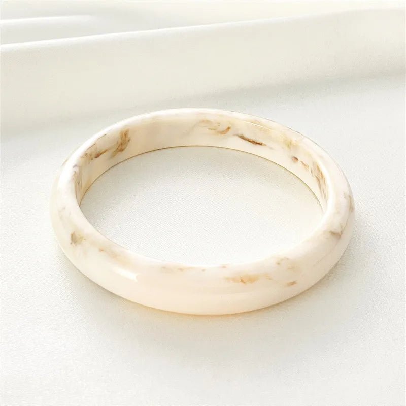 Marble Multi - color Bracelet Female Retro Round Semi - transparent Acrylic Personality Boudoir Imitation Jade Bangle Fashion Jewelr - Gofionafashion