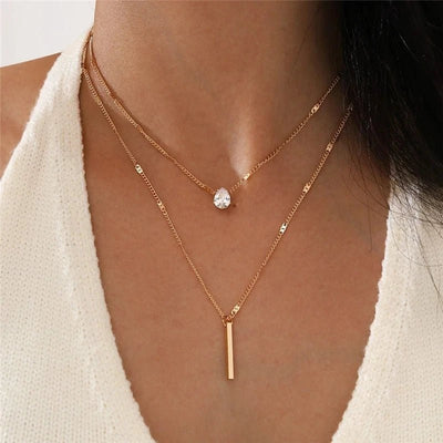 Minimalist Round Stick Pendant Necklace for Women Pearl Clavicle Necklace Leaves Long Chain Fashion Jewelry Statement Girl Gift - Gofionafashion