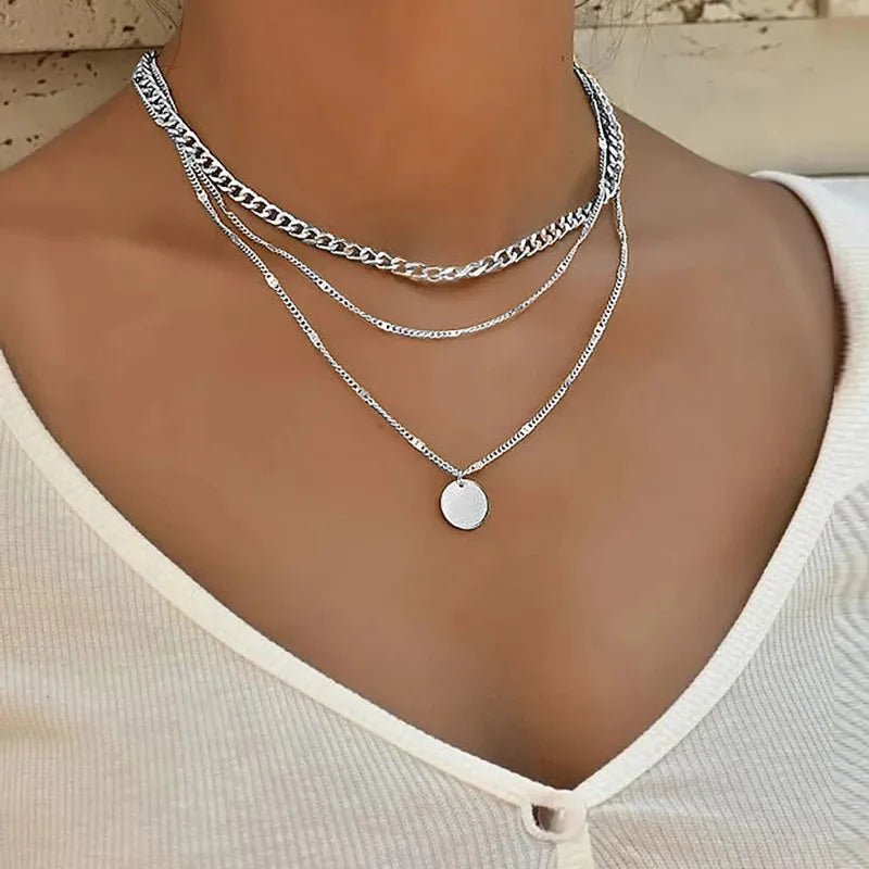 Minimalist Round Stick Pendant Necklace for Women Pearl Clavicle Necklace Leaves Long Chain Fashion Jewelry Statement Girl Gift - Gofionafashion