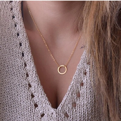 Minimalist Round Stick Pendant Necklace for Women Pearl Clavicle Necklace Leaves Long Chain Fashion Jewelry Statement Girl Gift - Gofionafashion