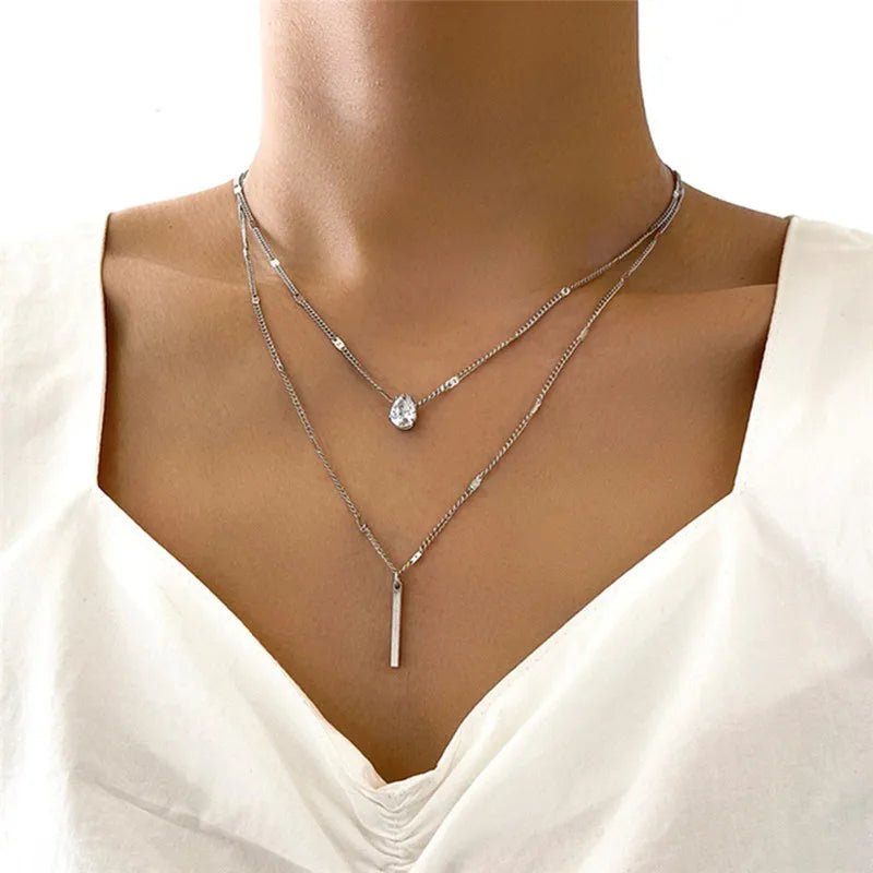 Minimalist Round Stick Pendant Necklace for Women Pearl Clavicle Necklace Leaves Long Chain Fashion Jewelry Statement Girl Gift - Gofionafashion