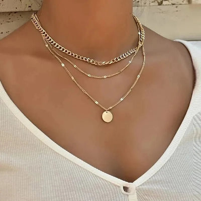 Minimalist Round Stick Pendant Necklace for Women Pearl Clavicle Necklace Leaves Long Chain Fashion Jewelry Statement Girl Gift - Gofionafashion