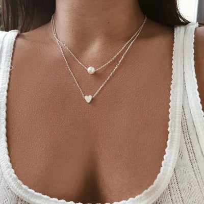 Minimalist Round Stick Pendant Necklace for Women Pearl Clavicle Necklace Leaves Long Chain Fashion Jewelry Statement Girl Gift - Gofionafashion