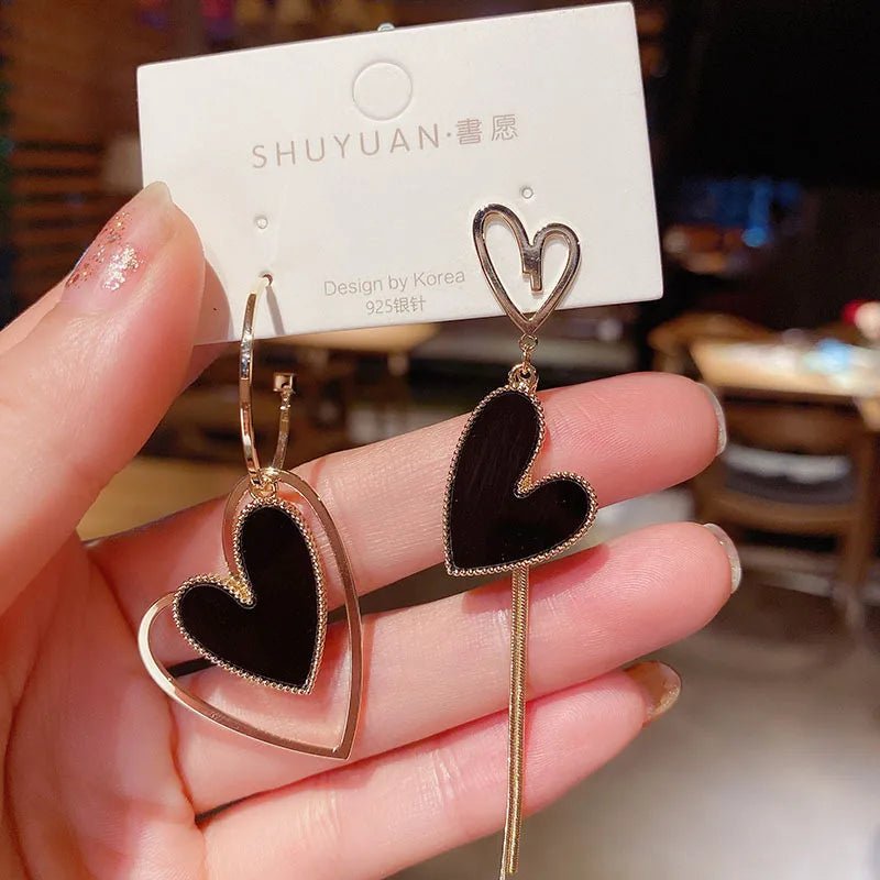 Mysterious Cool Black Color Round Heart Square Geometric Earrings for Women Gothic Flower Carved 2022 New Design Party Jewelry - Gofionafashion