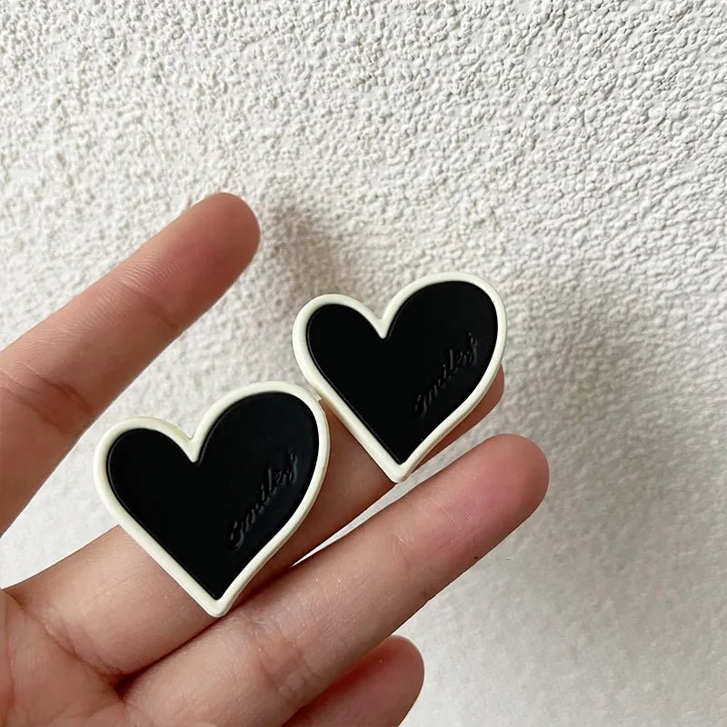 Mysterious Cool Black Color Round Heart Square Geometric Earrings for Women Gothic Flower Carved 2022 New Design Party Jewelry - Gofionafashion