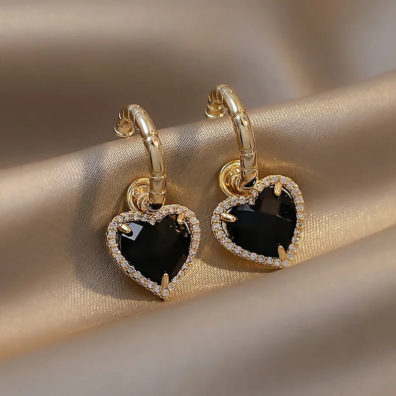 Mysterious Cool Black Color Round Heart Square Geometric Earrings for Women Gothic Flower Carved 2022 New Design Party Jewelry - Gofionafashion