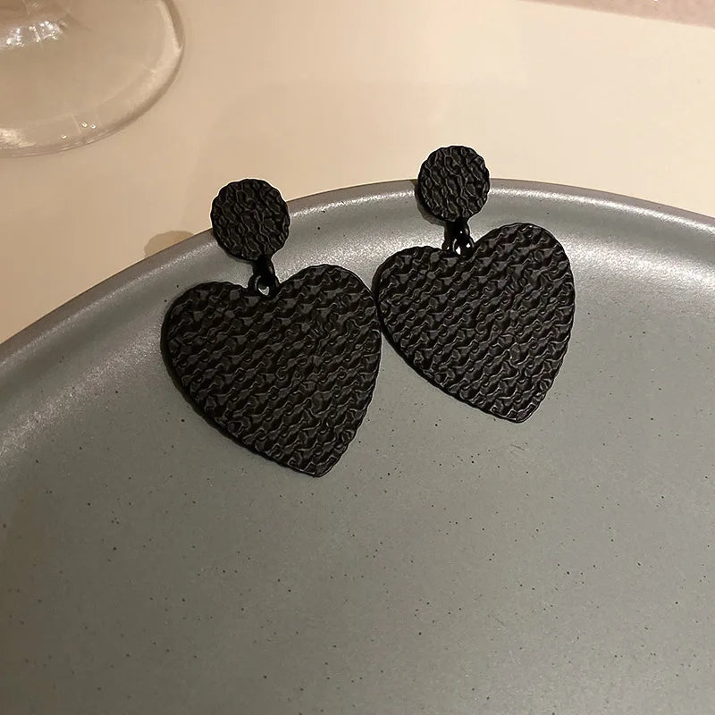 Mysterious Cool Black Color Round Heart Square Geometric Earrings for Women Gothic Flower Carved 2022 New Design Party Jewelry - Gofionafashion