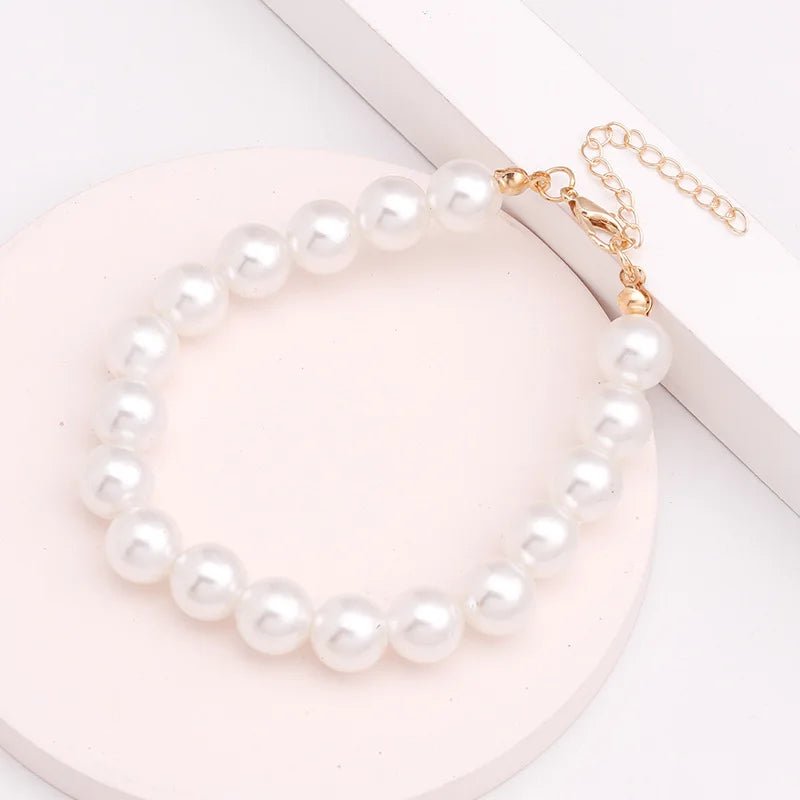 Pearl Bracelets Elastic Chain Bangles for Women Girl Elegant White Ball Simple Jewelry Gifts Party Wedding Daily Life Accessorie - Gofionafashion