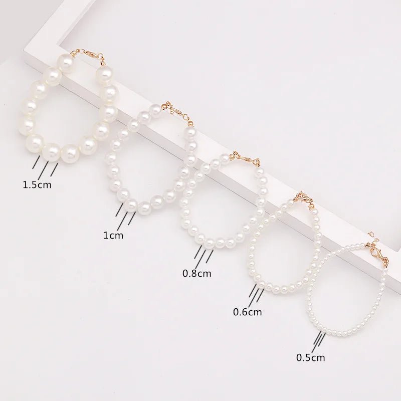 Pearl Bracelets Elastic Chain Bangles for Women Girl Elegant White Ball Simple Jewelry Gifts Party Wedding Daily Life Accessorie - Gofionafashion