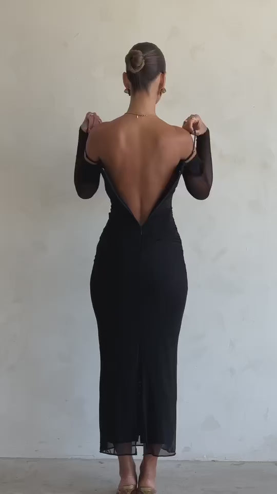 Fiona Elegant Sexy Long Dress Fashion Mesh Strapless Backless