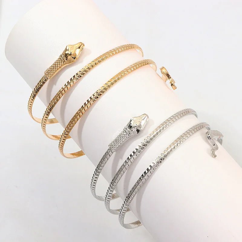 Punk Gold Coiled Snake Spiral Upper Arm Cuff Armlet Armband Bangle Bracelets For Women Men Party Jewelry Vintage - Gofionafashion