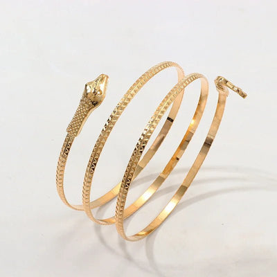 Punk Gold Coiled Snake Spiral Upper Arm Cuff Armlet Armband Bangle Bracelets For Women Men Party Jewelry Vintage - Gofionafashion