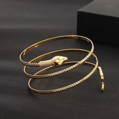 Punk Gold Coiled Snake Spiral Upper Arm Cuff Armlet Armband Bangle Bracelets For Women Men Party Jewelry Vintage - Gofionafashion