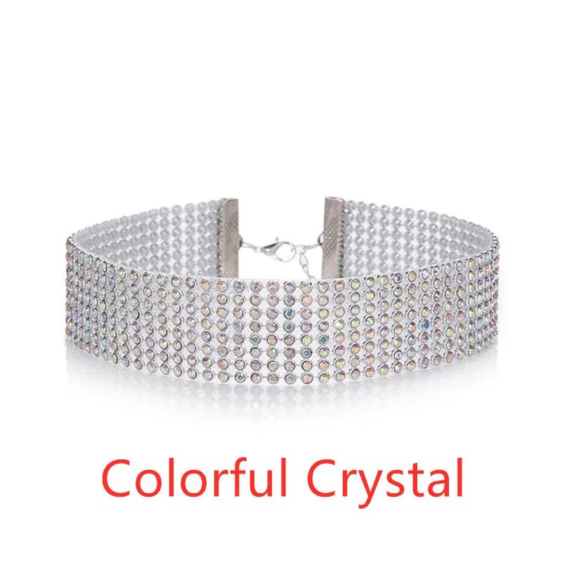 Punk Golden Silver Color Inlay Rhinestone Crystal Choker Necklace for Women Hip Hop Party Accessories Collar Chocker Gifts - Gofionafashion