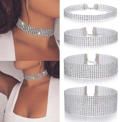 Punk Golden Silver Color Inlay Rhinestone Crystal Choker Necklace for Women Hip Hop Party Accessories Collar Chocker Gifts - Gofionafashion