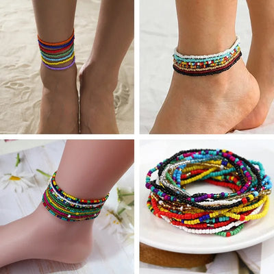 Simple Seed Beads Strand Anklet for Women String Ankle Bracelet Charm Colorful Handmade Bohemia Femme Jewelry Gift - Gofionafashion