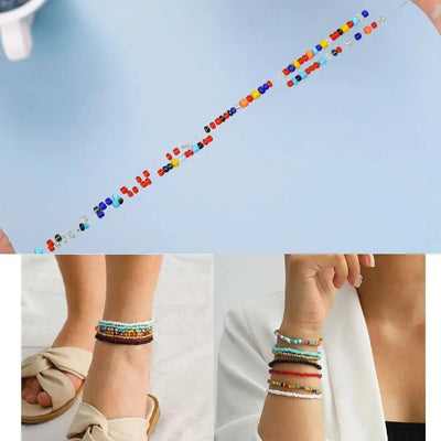 Simple Seed Beads Strand Anklet for Women String Ankle Bracelet Charm Colorful Handmade Bohemia Femme Jewelry Gift - Gofionafashion