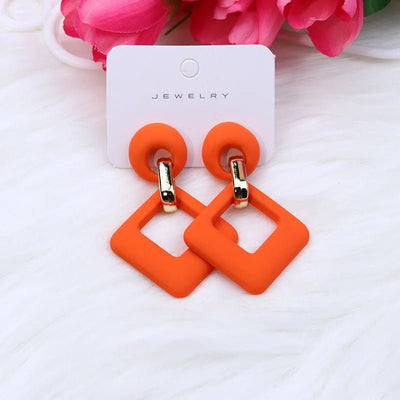 Trendy Korean Blue White Pink Dangle Earrings for Women Girl Geometric Hollow Square Acrylic Statement Earrings Fashion Jewelry - Gofionafashion