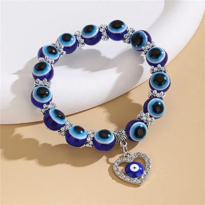 Turkish Blue Eyes Bracelet For Women Crystal Resin Lucky Bead Wishing Chain Bracelet Ladies Charm Jewelry Palm Wear Gifts - Gofionafashion