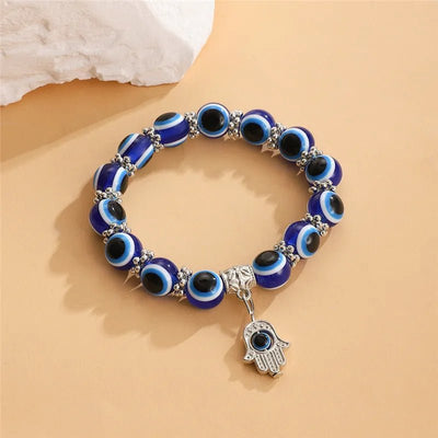 Turkish Blue Eyes Bracelet For Women Crystal Resin Lucky Bead Wishing Chain Bracelet Ladies Charm Jewelry Palm Wear Gifts - Gofionafashion