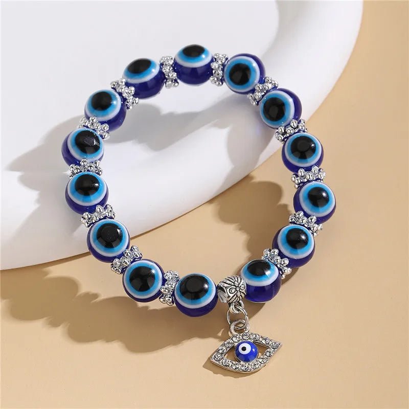 Turkish Blue Eyes Bracelet For Women Crystal Resin Lucky Bead Wishing Chain Bracelet Ladies Charm Jewelry Palm Wear Gifts - Gofionafashion