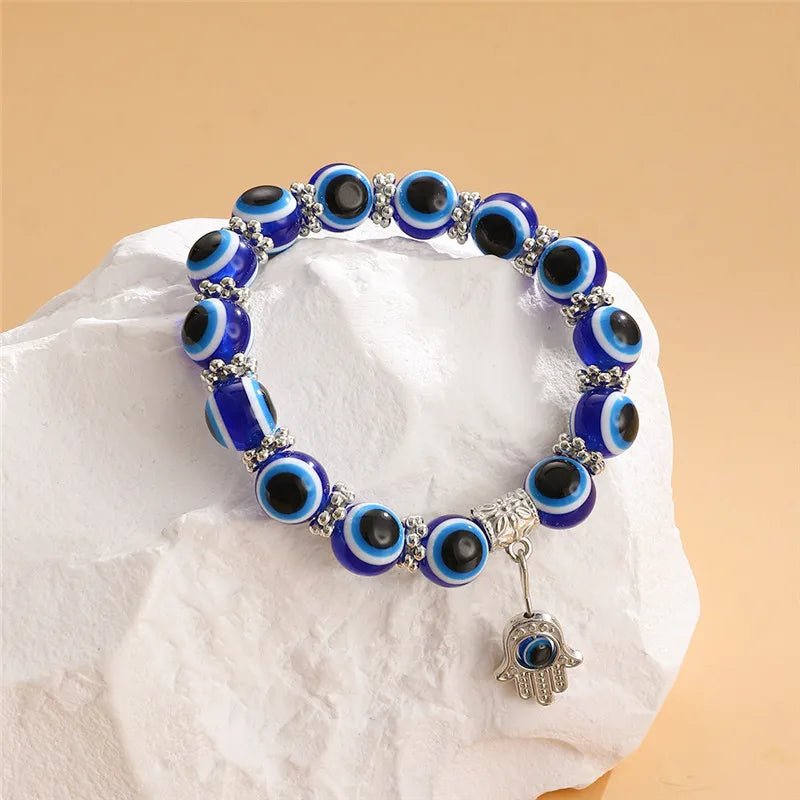 Turkish Blue Eyes Bracelet For Women Crystal Resin Lucky Bead Wishing Chain Bracelet Ladies Charm Jewelry Palm Wear Gifts - Gofionafashion