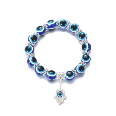 Turkish Blue Eyes Bracelet For Women Crystal Resin Lucky Bead Wishing Chain Bracelet Ladies Charm Jewelry Palm Wear Gifts - Gofionafashion