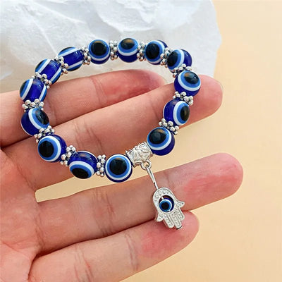 Turkish Blue Eyes Bracelet For Women Crystal Resin Lucky Bead Wishing Chain Bracelet Ladies Charm Jewelry Palm Wear Gifts - Gofionafashion