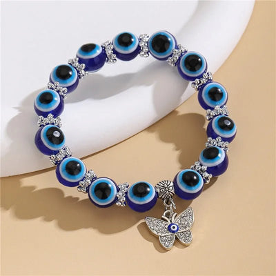 Turkish Blue Eyes Bracelet For Women Crystal Resin Lucky Bead Wishing Chain Bracelet Ladies Charm Jewelry Palm Wear Gifts - Gofionafashion