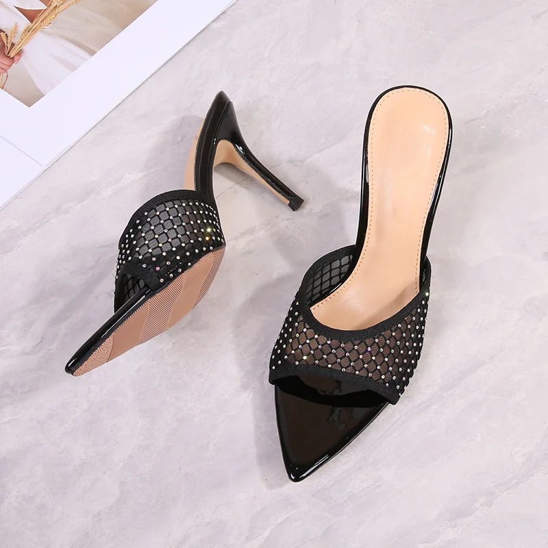 Women's High - heeled Sandals with Stilettos and Pointed Toes, Rhinestones shoes - Gofionafashion