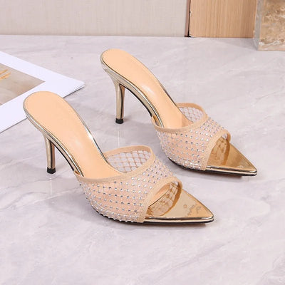 Women's High - heeled Sandals with Stilettos and Pointed Toes, Rhinestones shoes - Gofionafashion