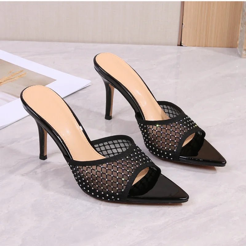 Women's High - heeled Sandals with Stilettos and Pointed Toes, Rhinestones shoes - Gofionafashion