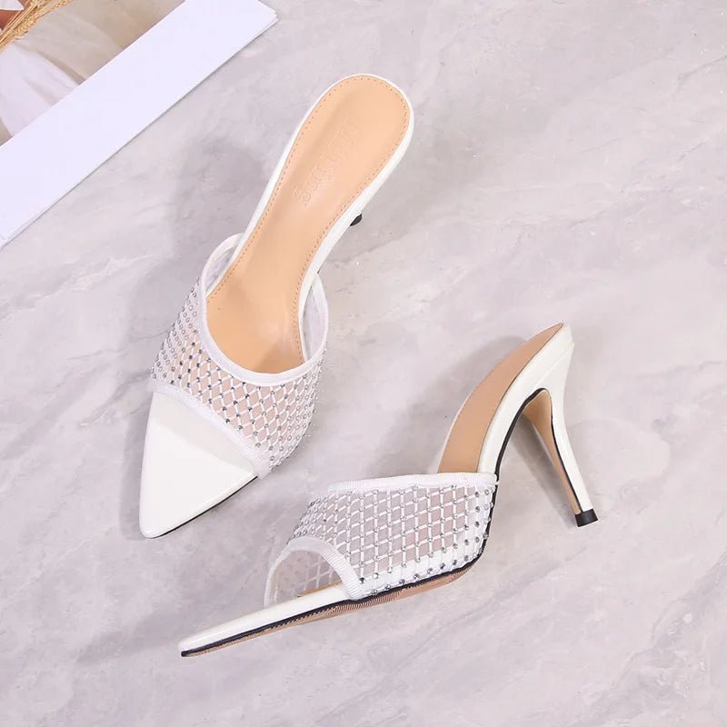 Women's High - heeled Sandals with Stilettos and Pointed Toes, Rhinestones shoes - Gofionafashion